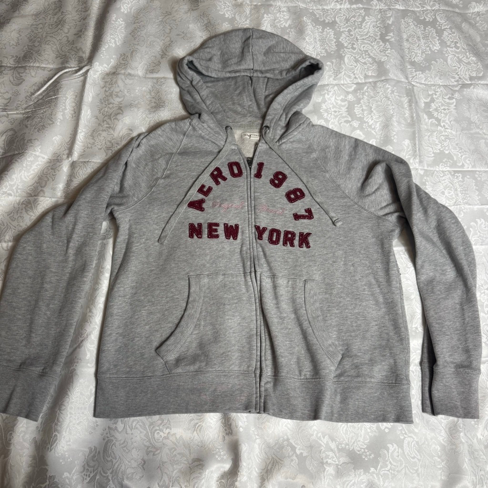 Women's Aeropostale Gray & Red Full-Zip Hoodie XL